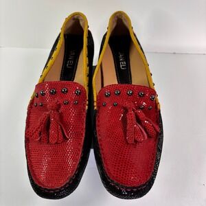 Vaneli  Driving Loafers Tassel Red Yellow Black Orange Leather Moc Toe 8.5 US